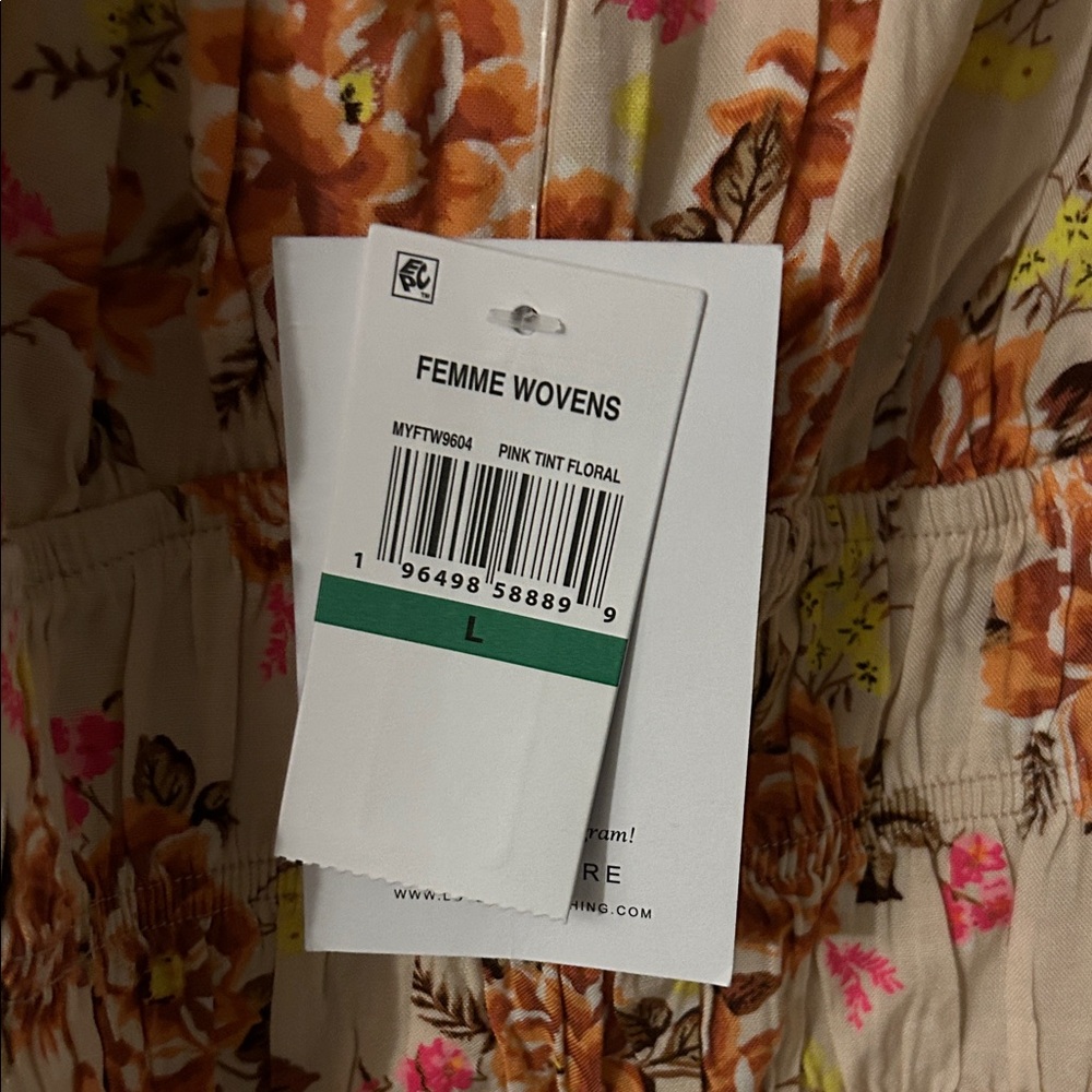 Free People Floral Beige and Pink Blouse - Picture 3 of 4